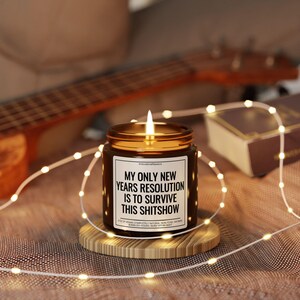 Funny New Years Gifts Sarcastic Gifts for 2025 New Year Candle New Years Resolutions Funny Demotivational Uninspiring Gifts for Men Women 4oz (mini)