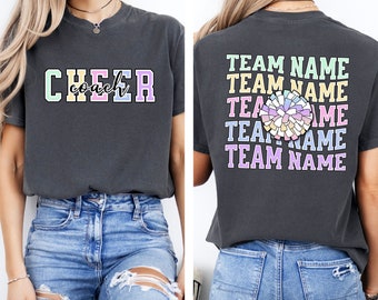 Custom Cheer Coach Shirt Personalized Cheerleading Shirt Gift for Cheer Coach Custom Name Team Name Cheerleading Shirt Cute TShirt Womens