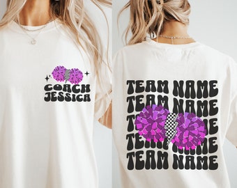 Custom Cheer Coach Shirt Personalized Cheerleading Shirt Gift for Cheer Coach Custom Name Team Name Cheerleading Shirt Cute TShirt Womens