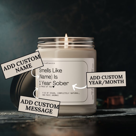 Custom Sobriety Gifts for Men Women One Year Sober Gift Sobriety Anniversary Gift Addiction Recovery Gift AA Soberversary Sobriety Candle