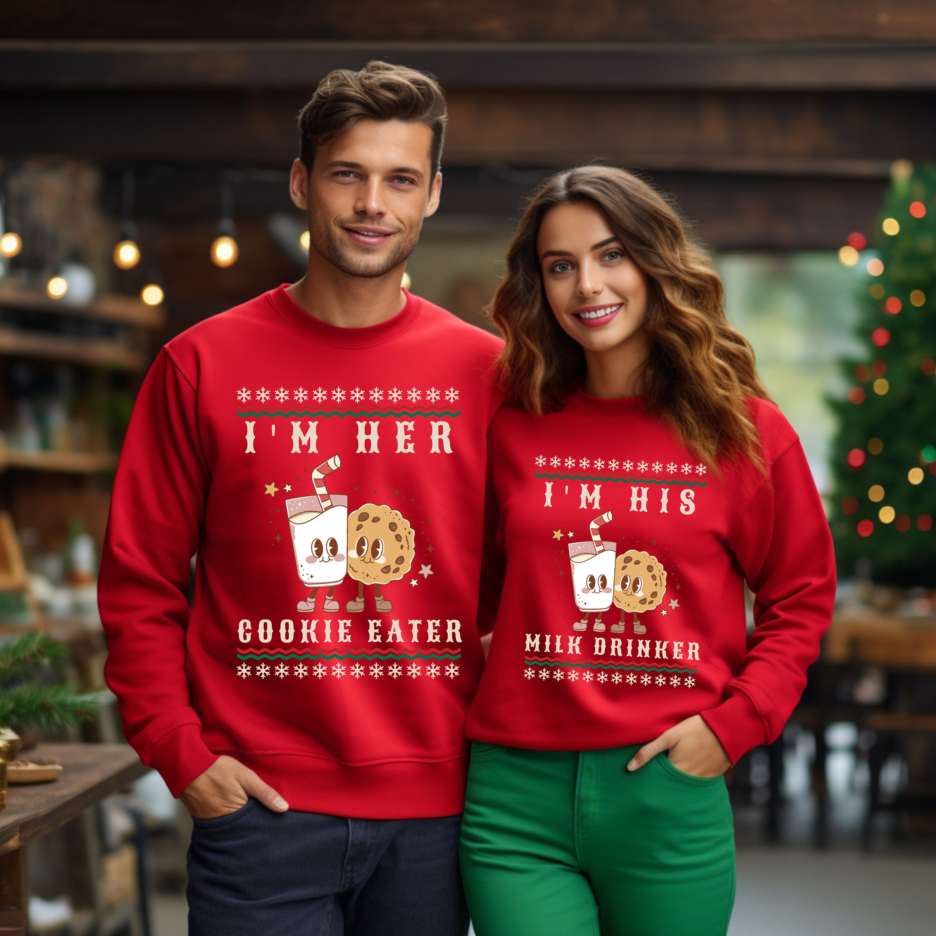 Matching Christmas Couple Sweaters Funny Holiday Couples Etsy