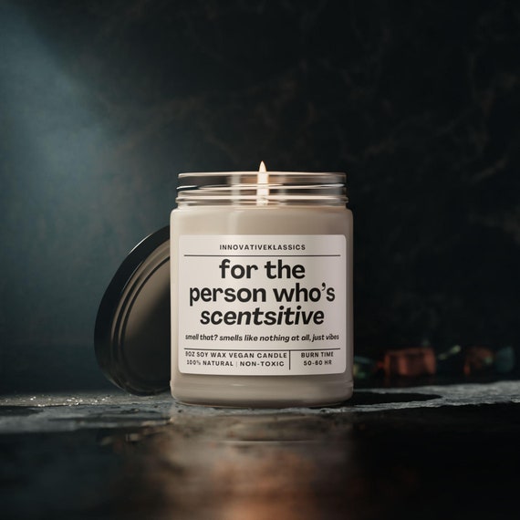Unscented Soy Wax Vegan Candle Funny Candle with No Scent Glass Jar Candle Fragrance Free Candle Lover Gifts for Birthday Christmas Funny