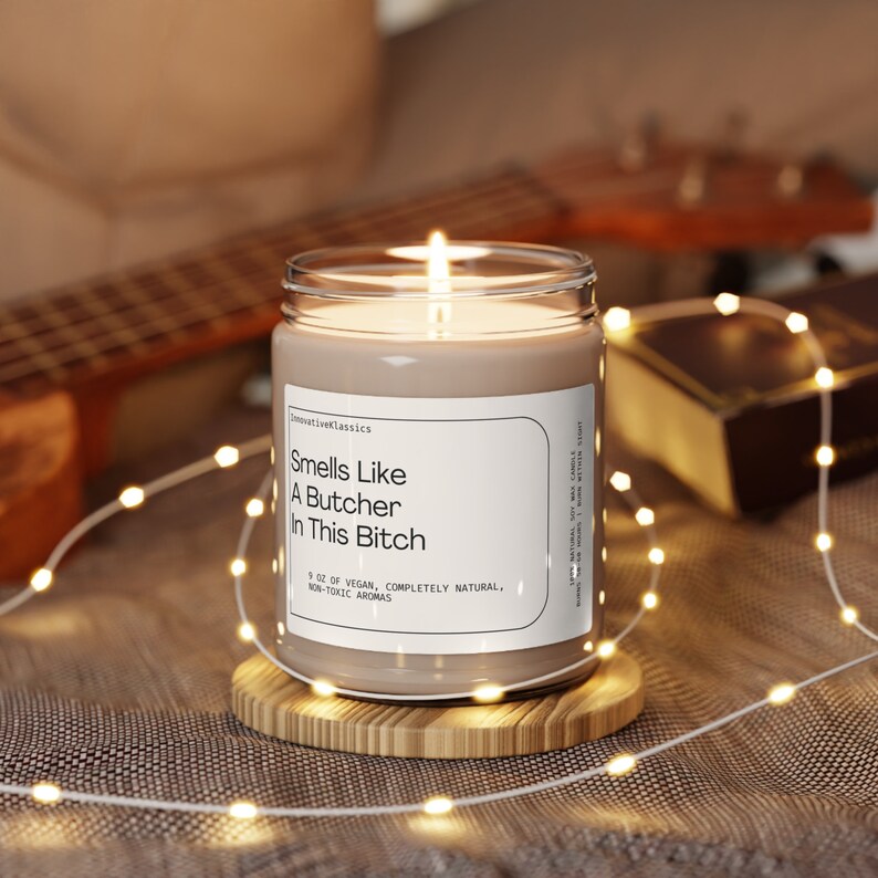 Smells Like a Butcher In This Bitch, Butcher Gifts, Gift for Butcher, Funny Butcher Candle, Butcher Christmas Gift, Butcher Gag Gifts Funny image 2