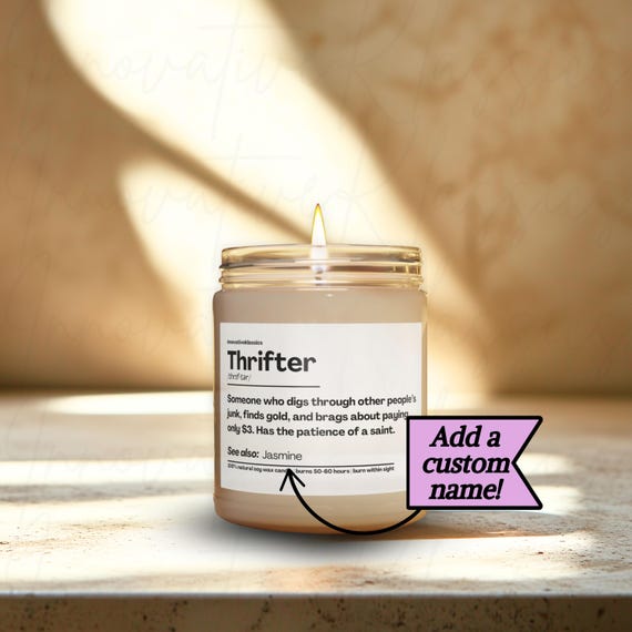 Thrifting Lover Gifts Funny Gift for Men Women Custom Thrifter Candle Personalized Gift Thrift Store Decor Shopping Lover Birthday Christmas