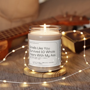 10th Anniversary Gift 10 Year Anniversary Gifts Ten Year Anniversary Gift Funny Boyfriend Him Girlfriend 10 Anniversary Gifts Wife Candle image 2