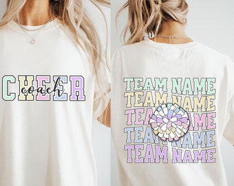 Custom Cheer Coach Shirt Personalized Cheerleading Shirt Gift for Cheer Coach Custom Name Team Name Cheerleading Shirt Cute TShirt Womens
