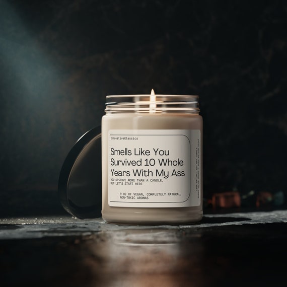 10th Anniversary Gift 10 Year Anniversary Gifts Ten Year Anniversary Gift Funny Boyfriend Him Girlfriend 10 Anniversary Gifts Wife Candle