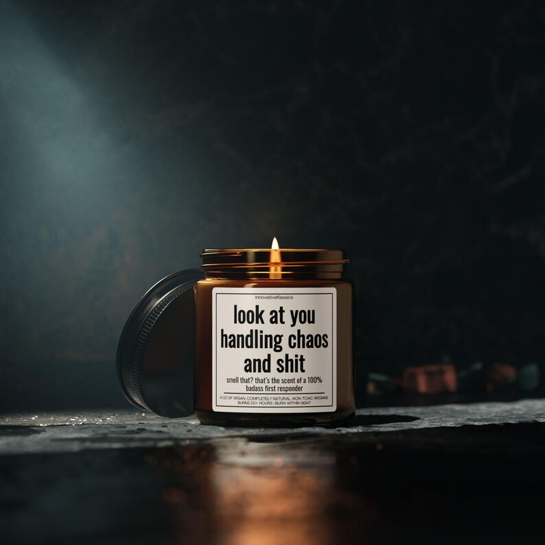 Regalo para socorristas, velas divertidas, regalos para socorristas, cumpleaños, Navidad, regalos de agradecimiento, policías, bomberos, EMT, búsqueda y rescate. 4oz (mini)