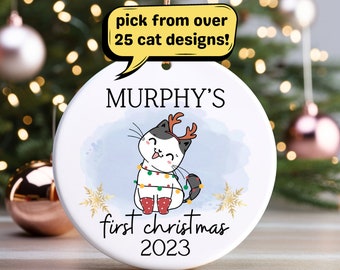 Cat Ornament Personalized, Personalized Cat's First Christmas Ornament, Custom Cat Ornament, Cat Christmas Gift, Black Cat Ornament,Cat Gift