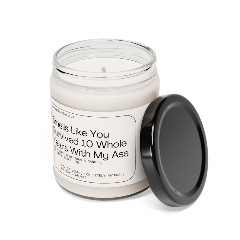 10th Anniversary Gift 10 Year Anniversary Gifts Ten Year Anniversary Gift Funny Boyfriend Him Girlfriend 10 Anniversary Gifts Wife Candle image 5