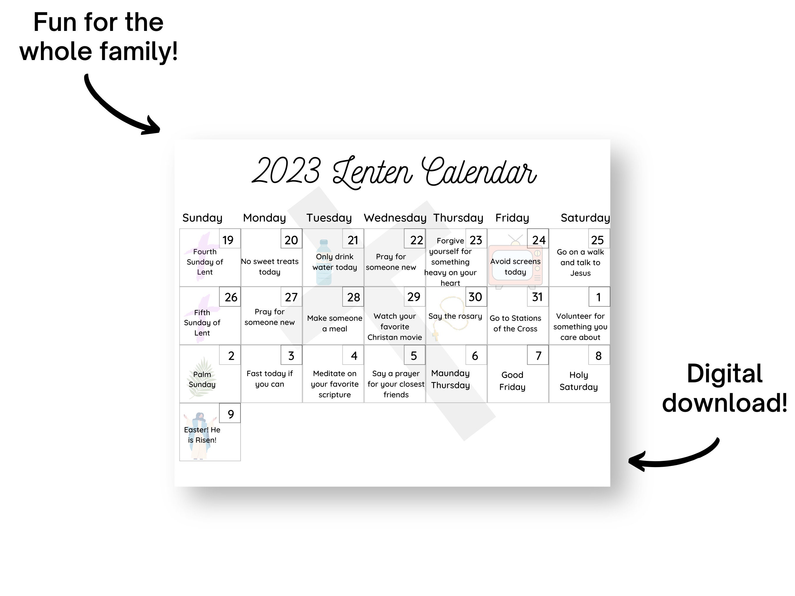 2023 40 Days Lent Calendar for Kids and Adults Etsy
