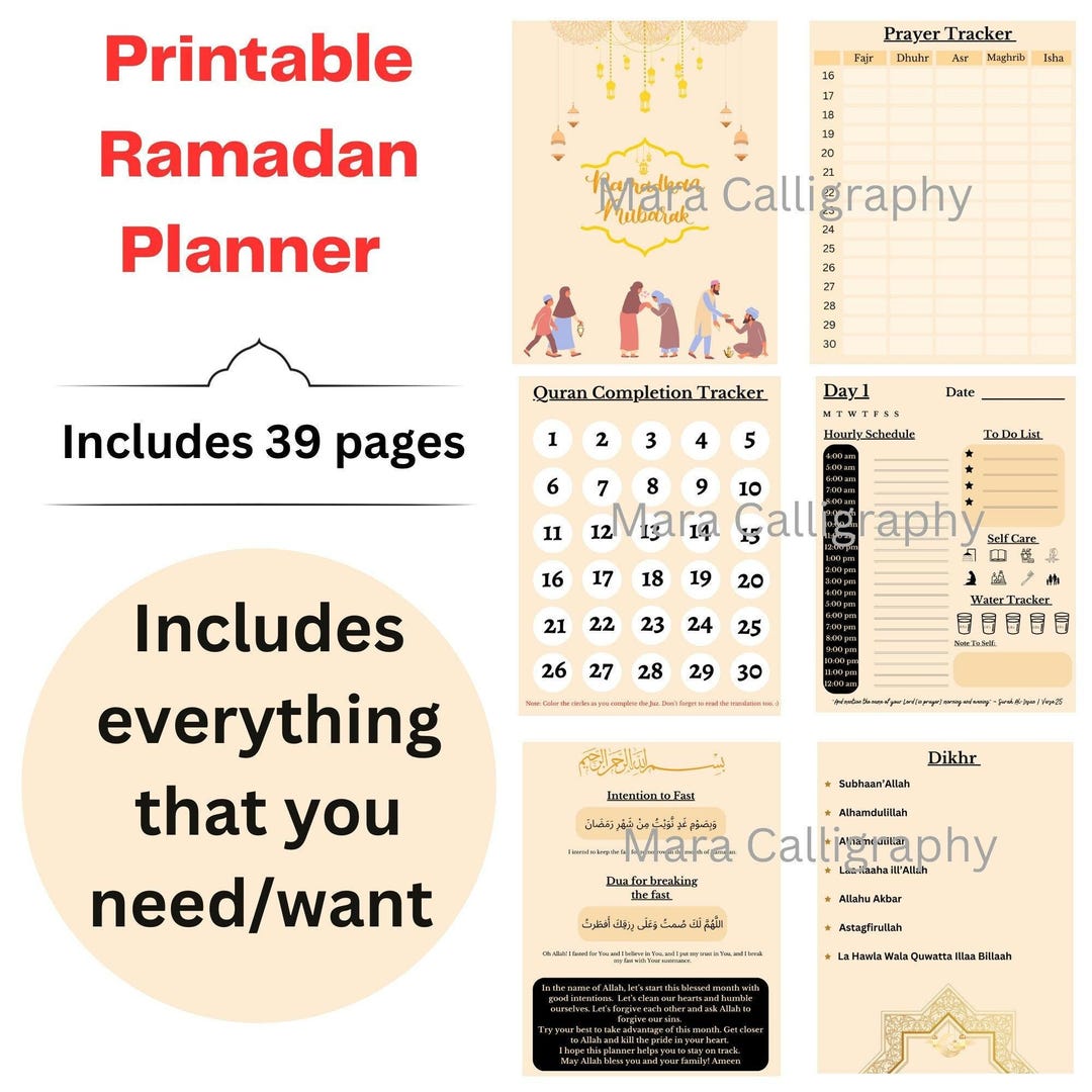Ramadan Planner Printable, Undated Daily Tracker (PDF Download, 39
