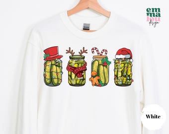 Grappig kerstsweatshirt met augurk | Ontwerp vakantie dille augurk mason jar | Foodie Gift - uniseks wintertrui | Leuke kerstkleding