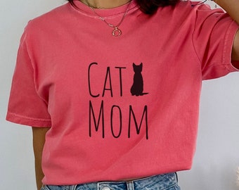 Cat mom shirt, cat love, cats, kitten, animal lover, cute shirt, colorful, mom tee, cat silhouette, cats and dogs, pet owner, pet love