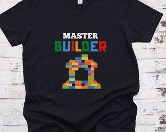 Master builder t-shirt, kids tee, block builder, youth shirt, creative, fun colors,  building blocks, happy kids shirt, amusement park