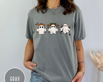 Fall Ghost t-shirt, Cowboy Ghost, Fall Flower Ghost, Spider Web Ghost, Halloween shirt, Fall Shirt, Ghost Shirt, three ghosts