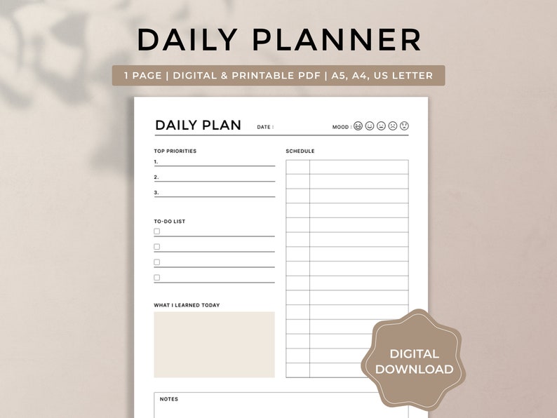 24 Hour Daily Planner Printable Goodnotes Template Digital Etsy
