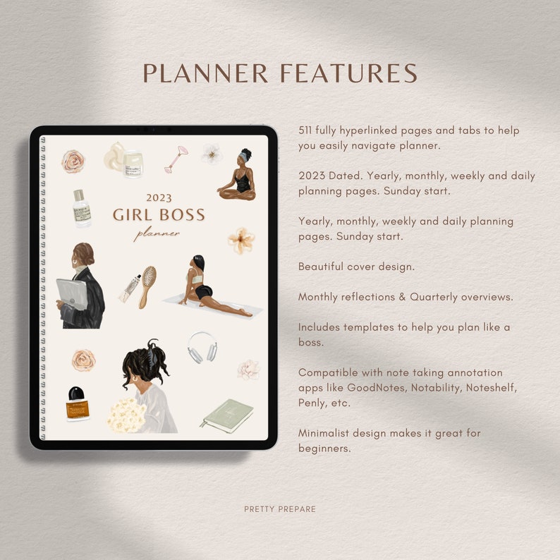 2023 Digital Planner That Girl Planner Girl Boss Black - Etsy México