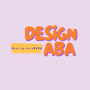 May include: Orange and purple text that reads "DESIGN ABA" with a yellow rectangle below that says "Made by veroBCBA".