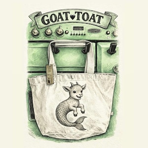 GOAT TOAT organic cotton large natural canvas tote with toggle closure