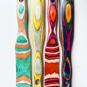 Spatole Spurtle compatte in legno colorato - Tinte naturalmente - pratico strumento per mescolare e stendere