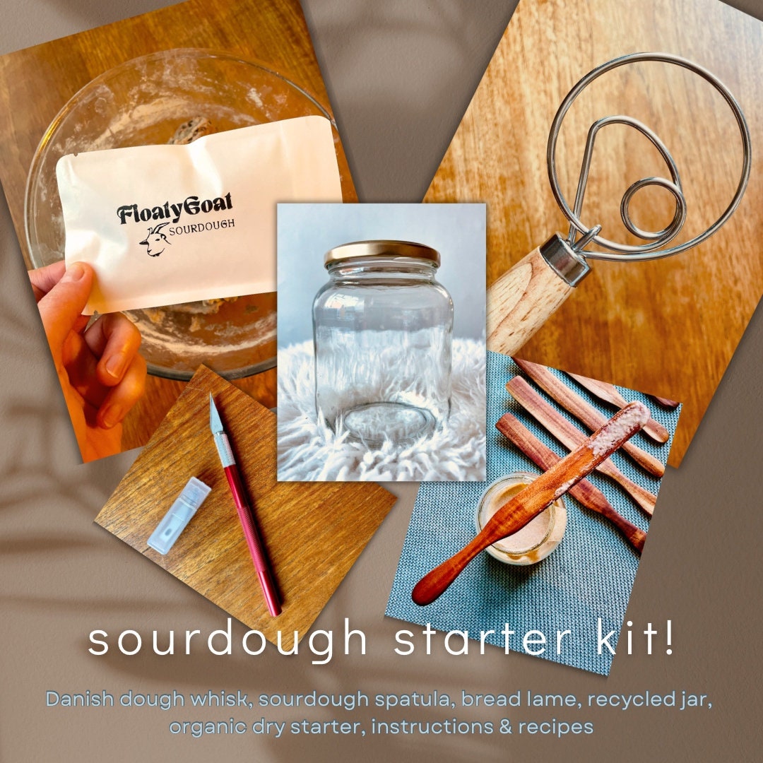 Sourdough Starter Kit Organic Dry Starter, Danish Dough Whisk