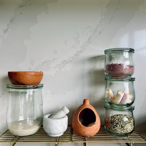 Weck Glass Jar: 1050ml Sourdough Starter + Food Storage (Lid, Clips, Gasket)