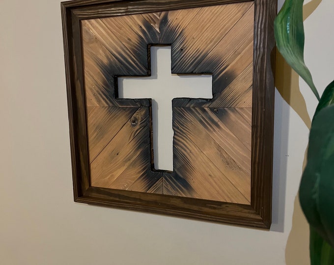 Burning Wooden Cross - Wall Art