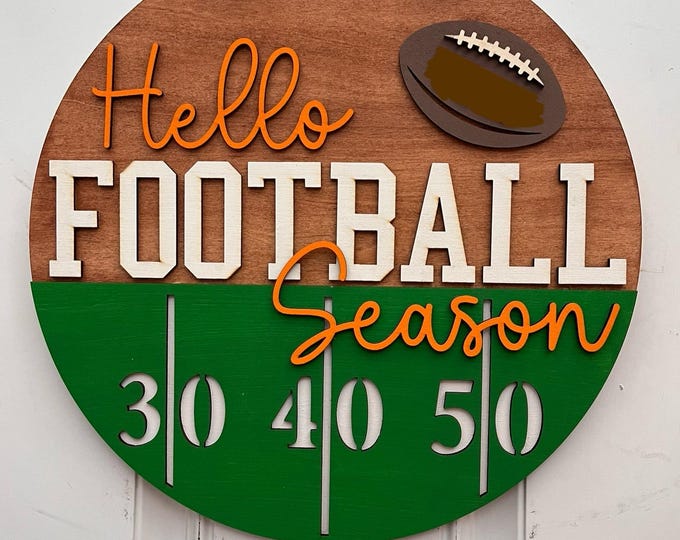 Welcome - Front Door Decor - Football Door Hanger - Front Porch Sign - Wall Art - Wall Sign