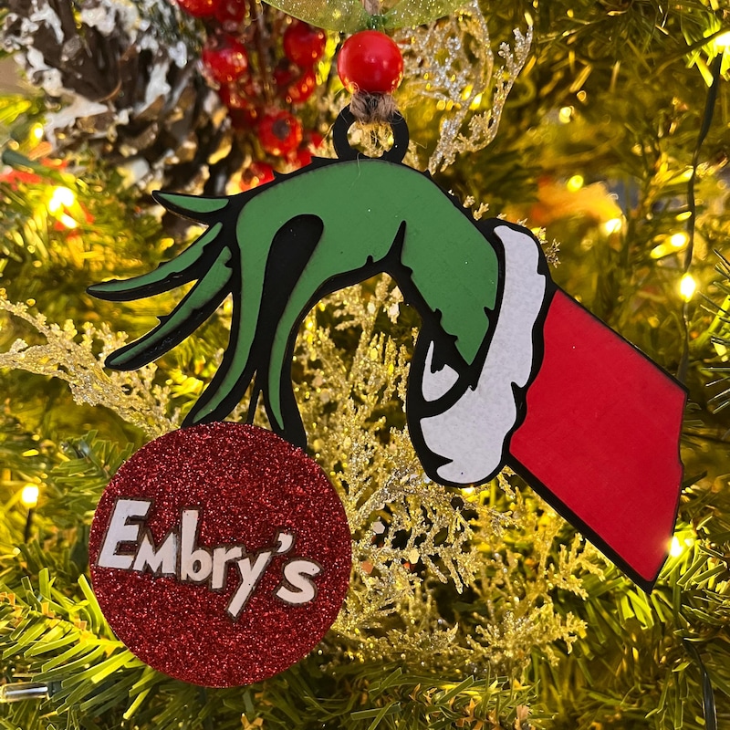 Grinch Hand Holding Ornament - Etsy