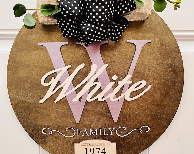 Welcome Wooden Family Name Sign - Custom Door Hanger, Personalized family last name sign, Front door porch decor, Wedding, Housewarming gift