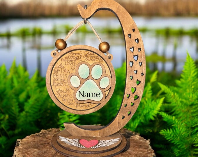 Personalized Pet Memorial Ornament: Laser Engraved Wooden Keepsake