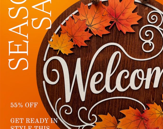 Rustic Fall Welcome Sign: Handmade Wooden Maple Leaf Door Hanger
