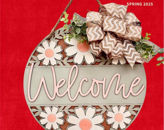 Welcome - Front Door Decor - Summer Daisy Door Hanger - Front Porch Sign - Wall Art - Wall Sign - DIY Project