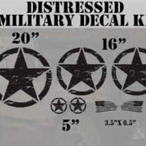 Vinyl distressed style military star hood 7 decal kit window decal fits Jeep wrangler 4runner chevrolet Ford Universal
