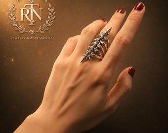 Gothic Spine Ring – Silver Cyberpunk Skeleton Statement Ring, Punk Grunge Jewelry for Men Women