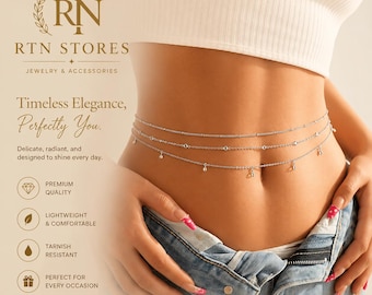 Rhinestone Tassel Belly Chain | Gold Waist Chain | Beach Body Jewelry