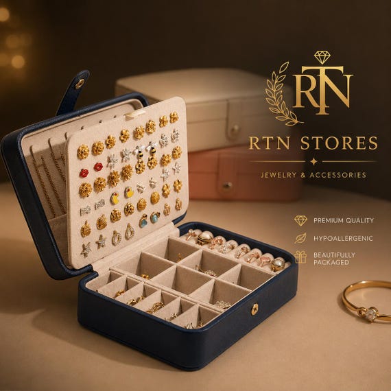 Leather Jewelry Box | Ring & Earring Organizer | Travel Jewelry Case