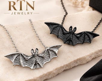 Gothic Vampire Bat Necklace | Bat Pendant Beaded Choker | Punk Animal Jewelry Gift for Women