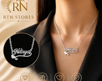 Personalized Silver Name Necklace | Custom Heart Pendant | Gift for Her