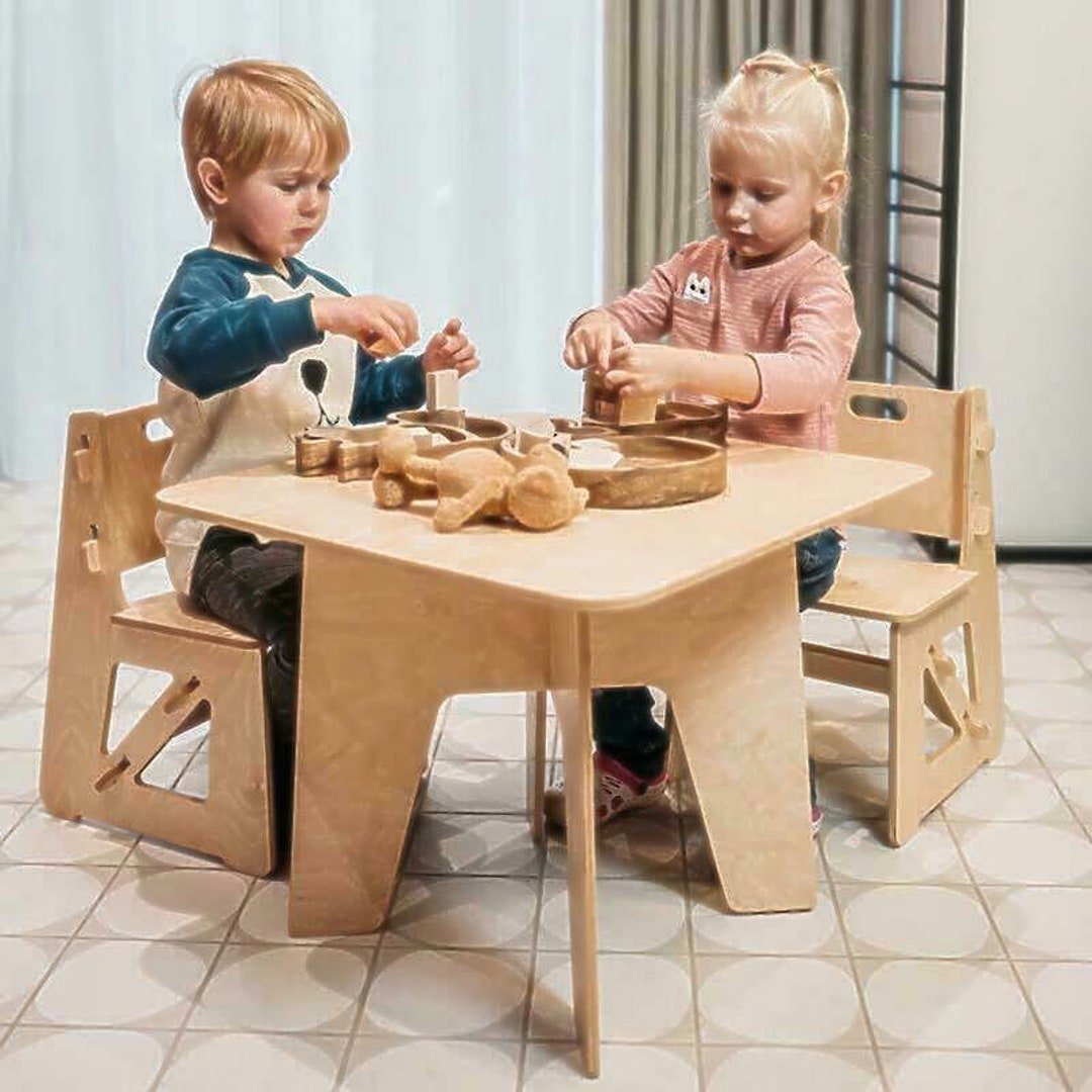 Set of Children's Wooden Table and Chair Etsy