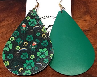 Saint Patrick Day Shamrock Clover Earrings