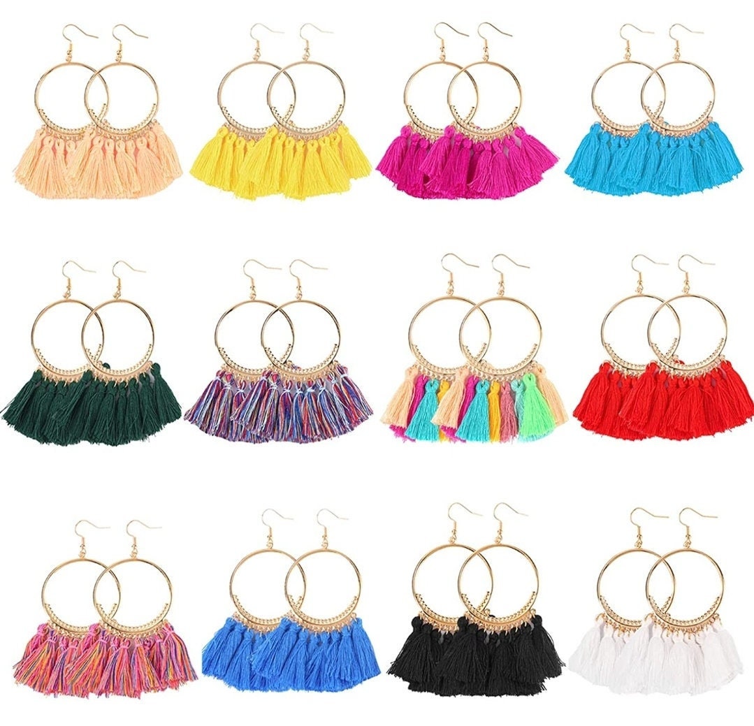 Bohemian Tassel Fringe Hoop Trendy Earrings