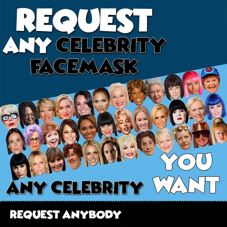 Request Any Celebrity Face Mask Make Custom Request For Any Celebrity Face Mask Fancy Dress Costume Personalised image 1