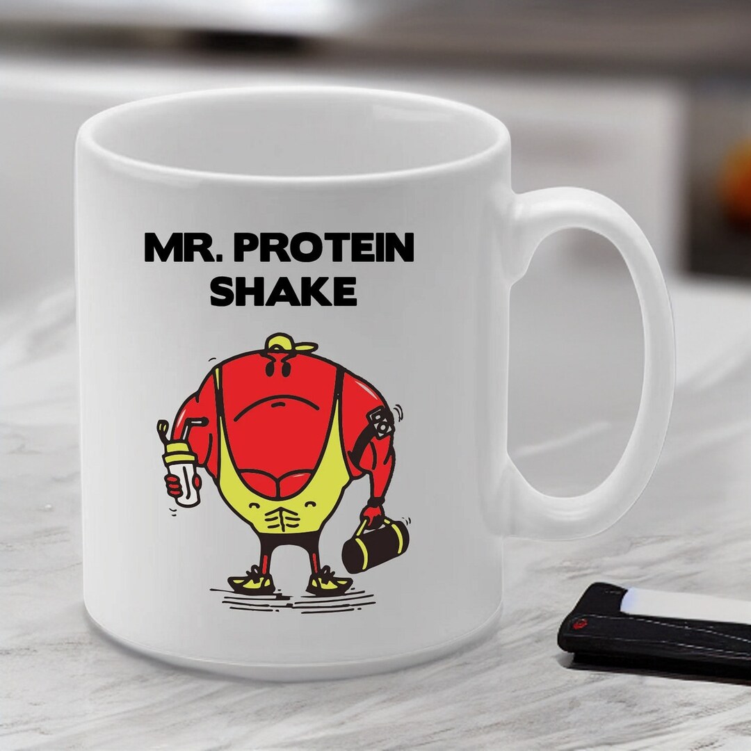 Personalised Mr Protein Shake Mugpersonalised Mugyour Nameblack Pink