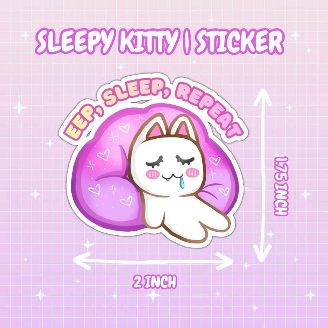 Sleepy Kitty | Sticker | Shiny | Glossy | Vinyl | Kawaii - Etsy