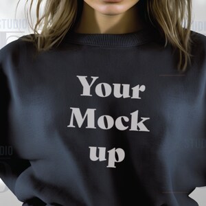 Black Gildan 18000 Mockup | Gildan Black Sweatshirt Mockup | Sweatshirt Model Mockup | Simple Mockup | Black Gildan Oversized Crewneck Mock