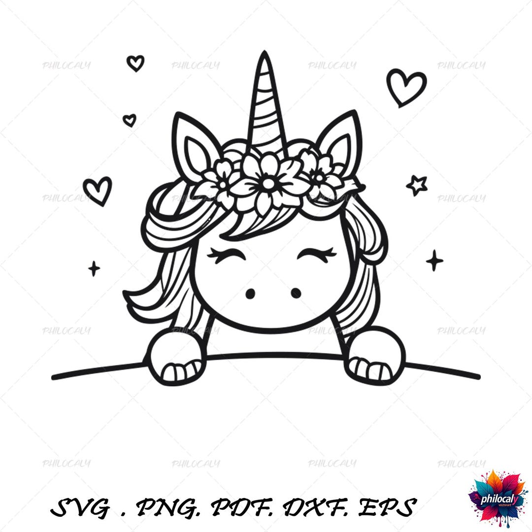 Unicorn SVG Bundle, Cute Unicorn Cut Files, Flower Crown Unicorn PNG ...