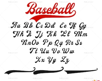 Baseball Font Svg, With Tail Baseball Font OTF SVG, PNG and Text Tails, Baseball Script, Softball Font