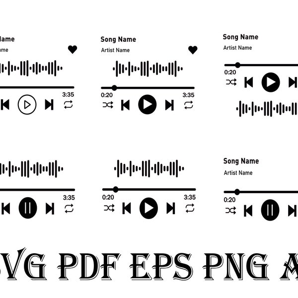 Music Player Bundle Svg, Acrylic song art, Glass music player svg, Play buttons svg, Song player Svg, Music Glass Artwork Svg, Dxf, Png